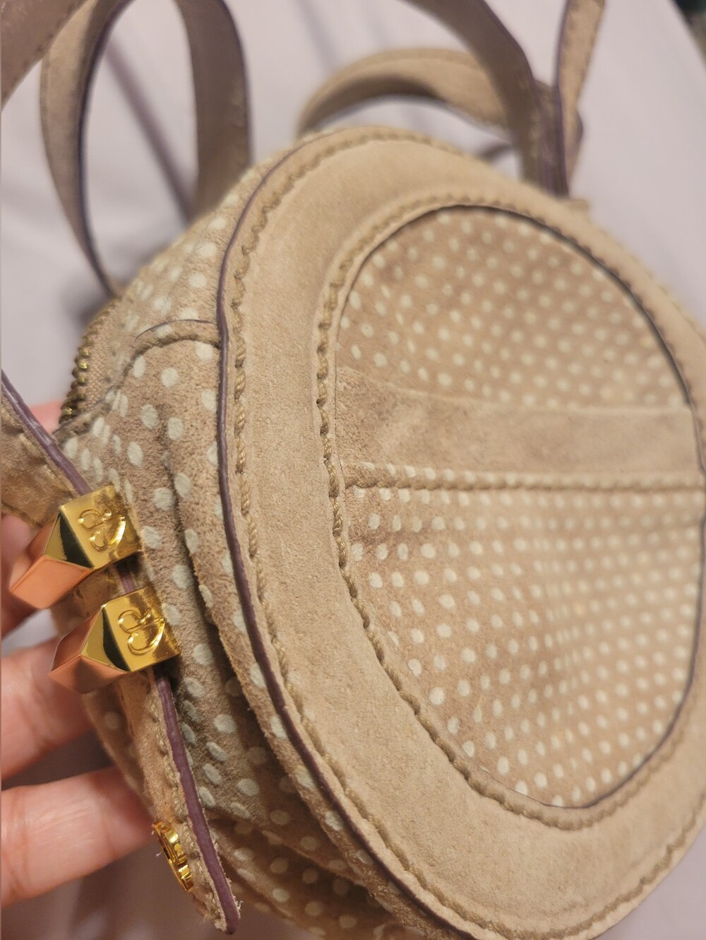 Charlotte Ronson Suede Like Round Crossbody Purse